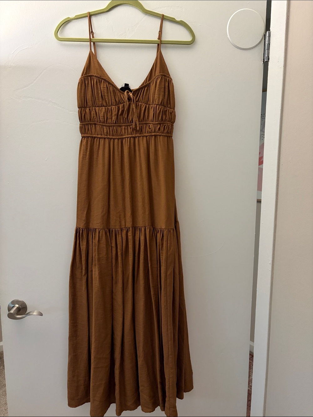 Blu Pepper Spaghetti Strap Maxi Dress in Rust Brown